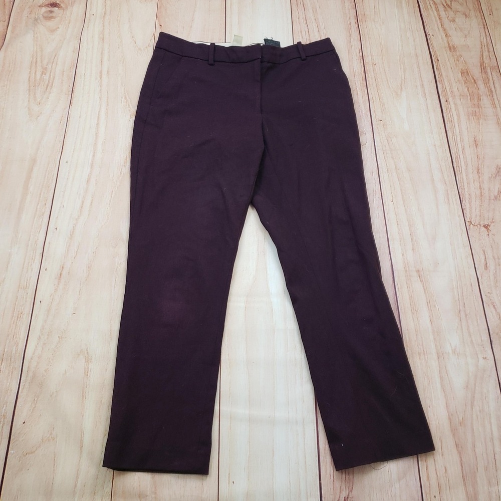 H&M Dress Pants Womens 8 Burgundy Straight Leg Stretch Work Office Trousers